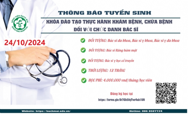 Tuyển sinh đào tạo thực hành khám bệnh, chữa bệnh đối với bác sĩ