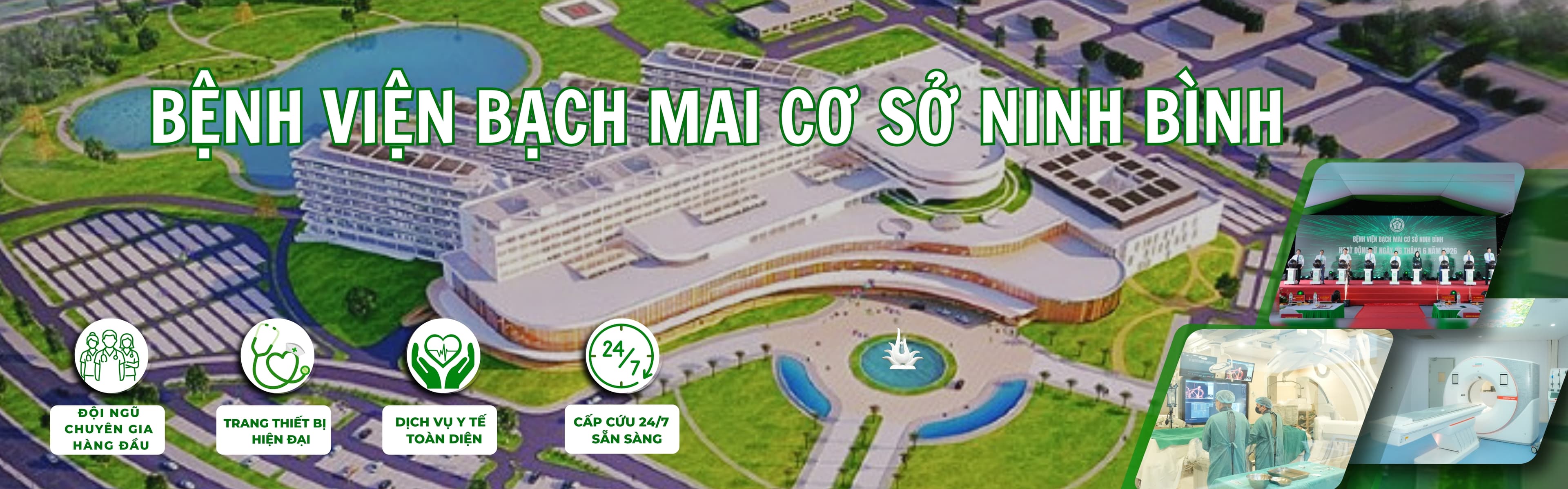 Banner khai trương khám chữa bệnh Bệnh viện Bạch Mai cơ sở Ninh Bình
