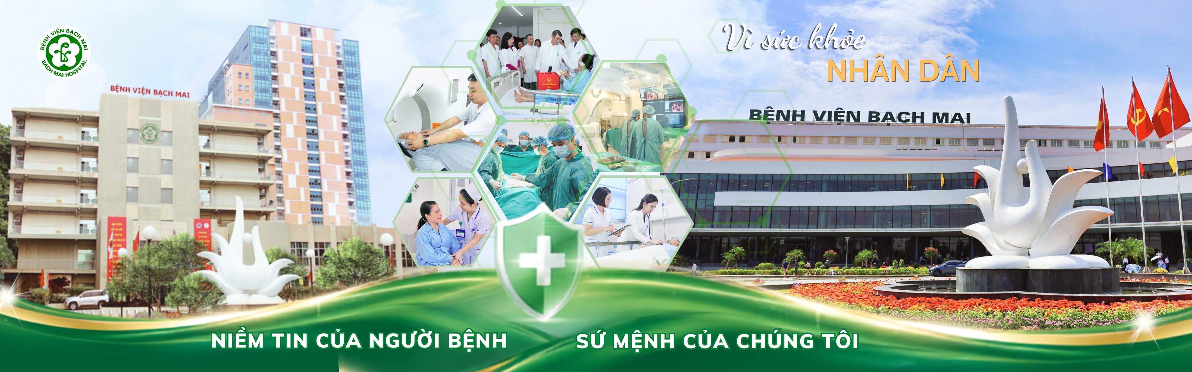 Banner khai trương khám chữa bệnh Bệnh viện Bạch Mai cơ sở Ninh Bình