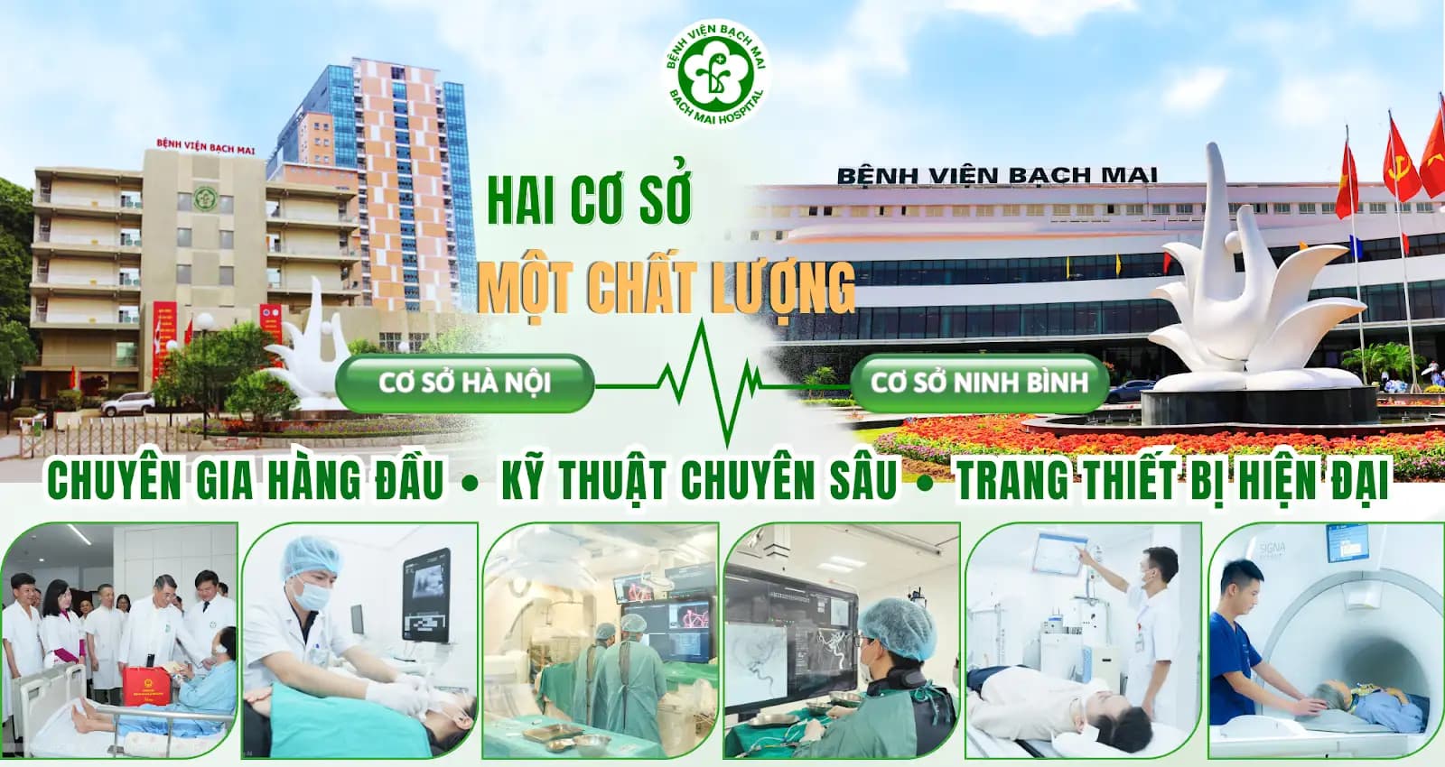 Banner khai trương khám chữa bệnh Bệnh viện Bạch Mai cơ sở Ninh Bình