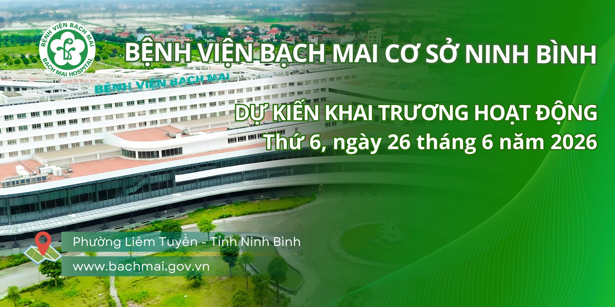 Banner khai trương khám chữa bệnh Bệnh viện Bạch Mai cơ sở Ninh Bình