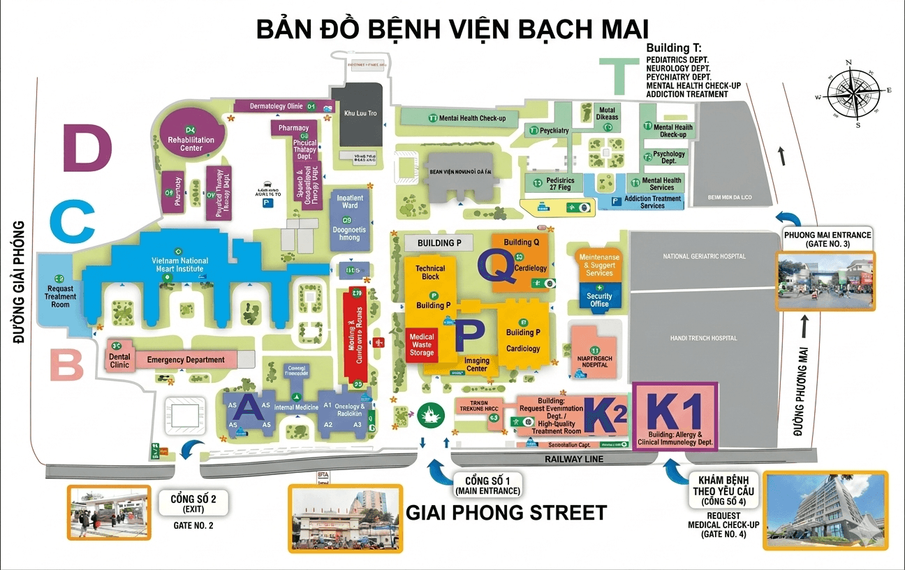 Bach Mai Hospital Map